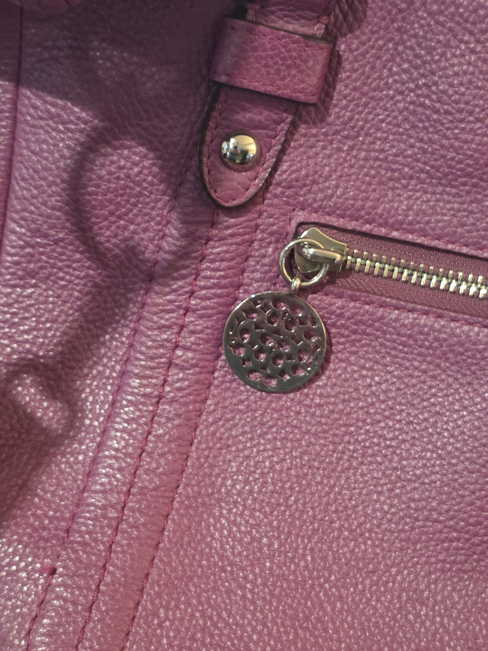 Coach Alexandra Convertible Hobo Purple Pebbled Leather & Black Sunglasses Case - Picture 3 of 11